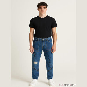 ASHLUXE Lightning Jeans Blue Black Sz 28. NWT